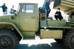 The 122-mm Multiple Rocket Launcher (MRL) "GRAD" on the Ural-375 6x6 truck chassis