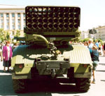 The 122-mm Multiple Rocket Launcher (MRL) "GRAD" on the Ural-375 6x6 truck chassis